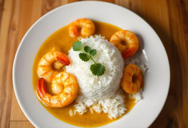 Delicious Shrimp in Curry Sauce with Rice